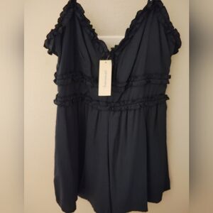 Francesca's Collections Black Ruffled Top